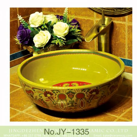 Factory cheap price high gloss easy clean colorful wash basin     SJJY-1335-40