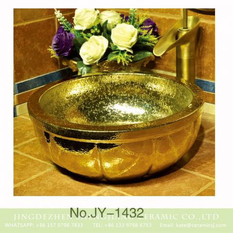 Jingdezhen wholesale gold color ceramic and sliver paper design wash basin     SJJY-1432-49