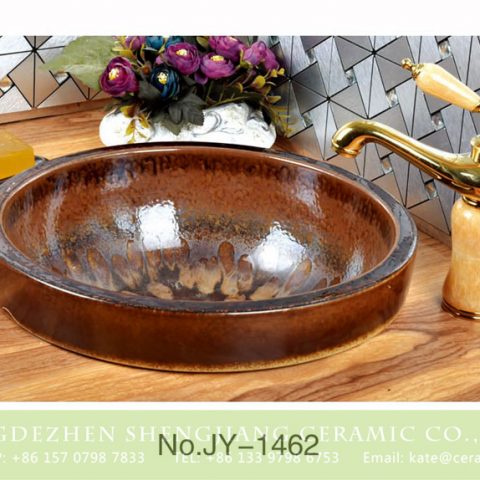 China antique porcelain brown thin edge design toilet basin       SJJY-1462-52