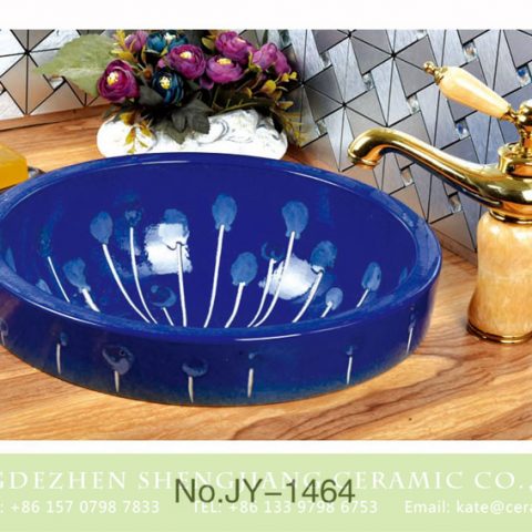 Jingdezhen new product deep blue ceramic art basin       SJJY-1464-52