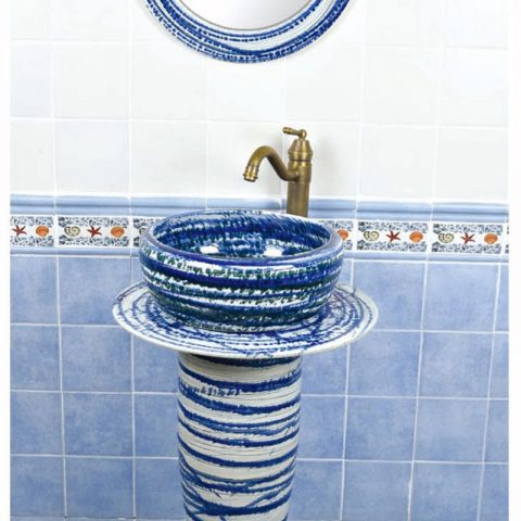 Traditional design ceramic art standing basin for bathroom decoration      SJJY-1503-59