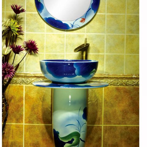 Art famille rose porcelain column basin       SJJY-1524-62