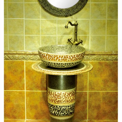 Made in Jingdezhen hand craft imitate marble one piece basin      SJJY-1525-63