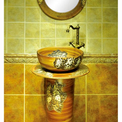 Jingdezhen wholesale hand craft durable one piece basin      SJJY-1528-63