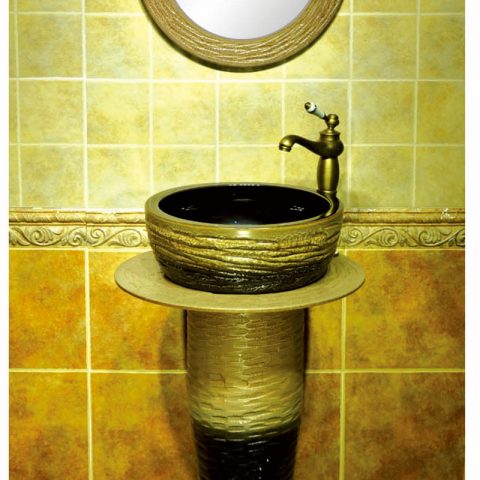 Shengjiang porcelain wholesale dark color durable one piece basin      SJJY-1532-64