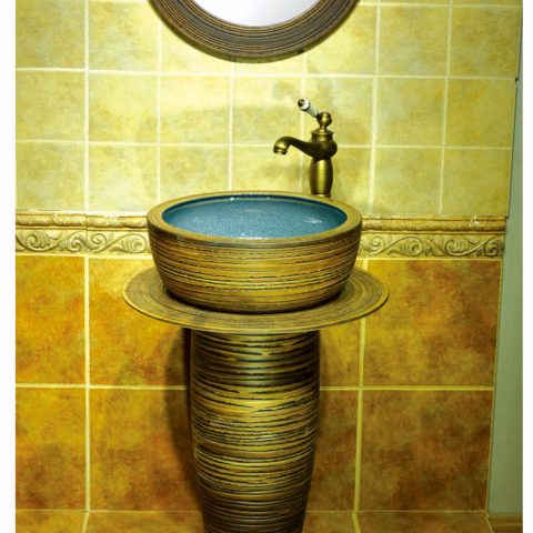 Factory wholesale price hand carved retro one piece basin    SJJY-1539-65