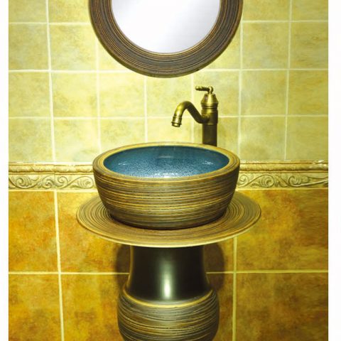 SJJY-1553-67   Popular sale porcelain Jingdezhen factory high quality pedestal basin