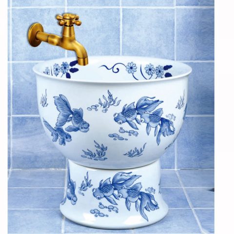 SJJY-1587-74   Jingdezhen porcelain city produce goldfish pattern mop pool
