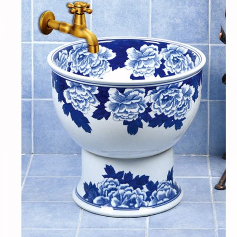 SJJY-1591-75   China online sale pure hand painted peony pattern mop pool