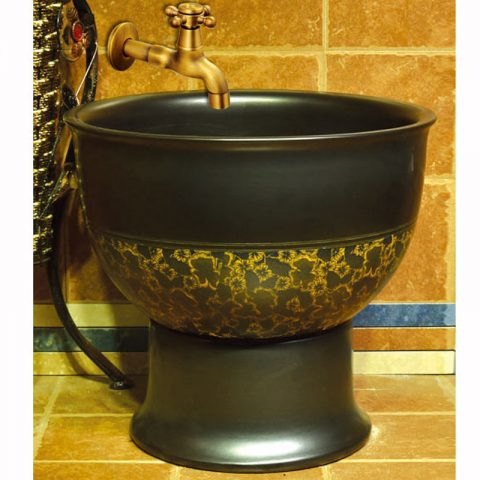 SJJY-1641-80   Easy cleaning matte black plain color porcelain mop sink