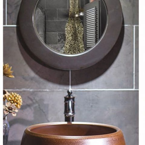 SJJY-2015-4   Factory wholesale brown color metal glazed wash basin