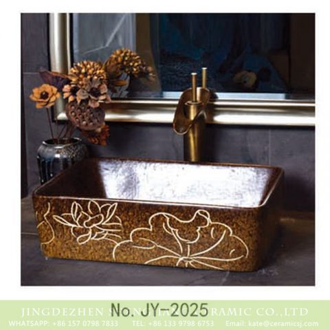 SJJY-2025-5  Hot sale smooth porcelain with hand carved unique device vanity basin 