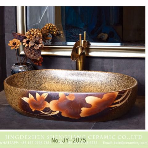 SJJY-2075-10   Imitating marble ceramic hand painted vanity basin