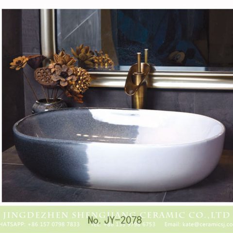 SJJY-2078-11   New product white ceramic and ink design wash sink