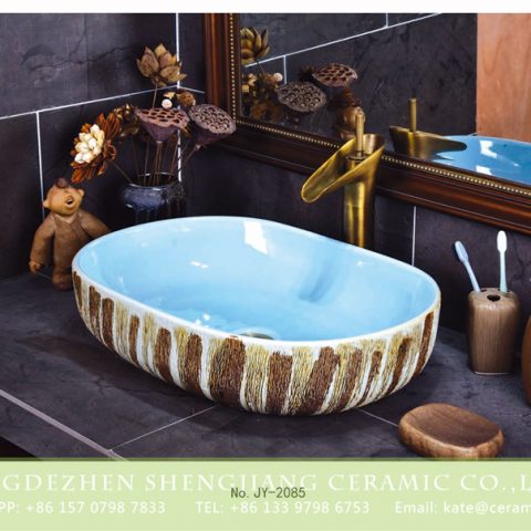 SJJY-2085-12   Jingdezhen factory modern design oval wash sink