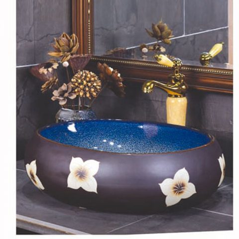 SJJY-2122-17   Deep blue inner wall and matte plain color surface oval sanitary ware