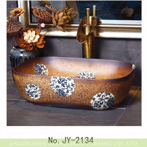 SJJY-2134-18   Made in China ceramic with blue and white device vanity basin