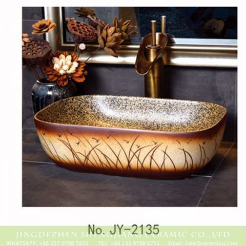 SJJY-2135-18   Imitating marble inside and hand carved pattern sinks