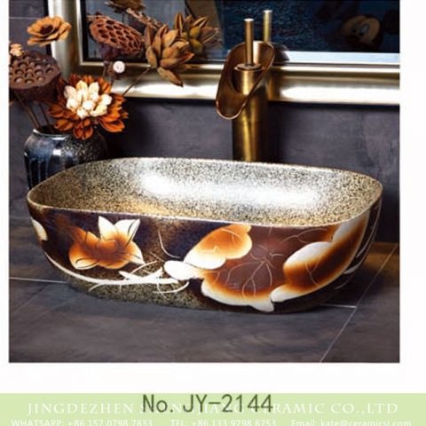 SJJY-2144-19  Marble ceramic with lotus pattern wash hand basin