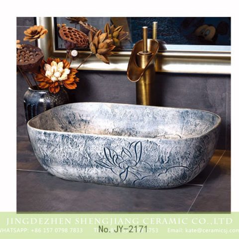 SJJY-2171-22   Hand carved special pattern stone color wash sink