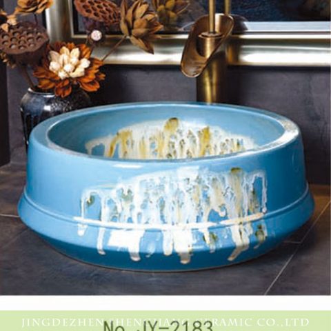 SJJY-2183-23   Color glazed ceramic blue art basin