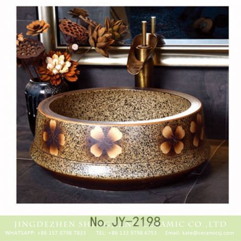 SJJY-2198-25   Imitating marble ceramic with hand painted flowers vanity basin