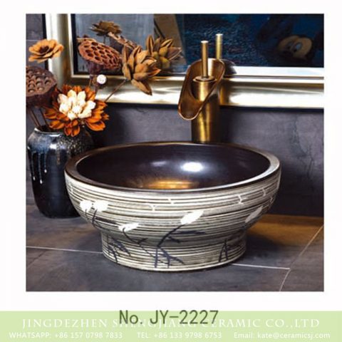 SJJY-2227-28    Manual sculpture high quality porcelain durable vanity basin
