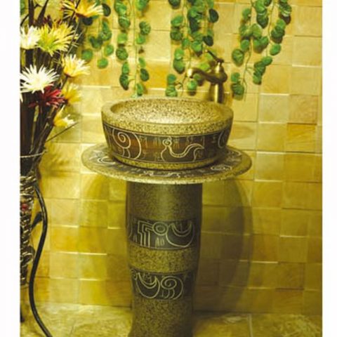 SJJY-2264-32    Hand carved marble ceramic with unique device column basin
