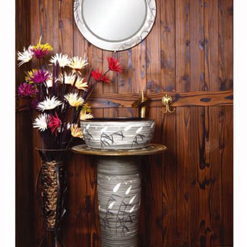 SJJY-2267-33   Hand painted reed pattern grey color one piece basin