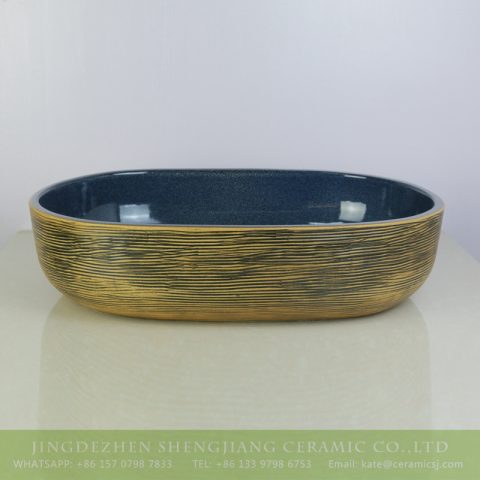 sjbyl-6001   Shengjiang factory produce porcelain handmade oval wash basin