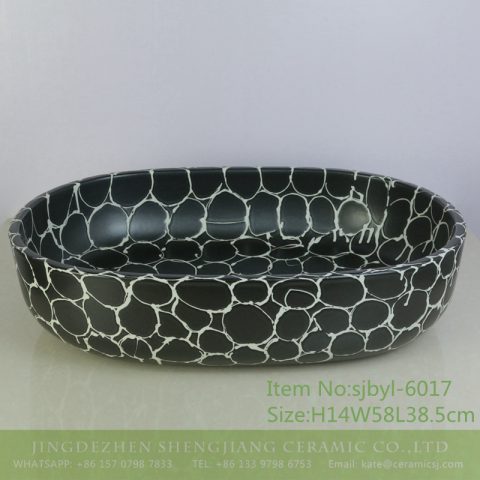 sjbyl-6017 Large oval stone decorative pattern table basin porcelain basin wash basin daily ceramic basin