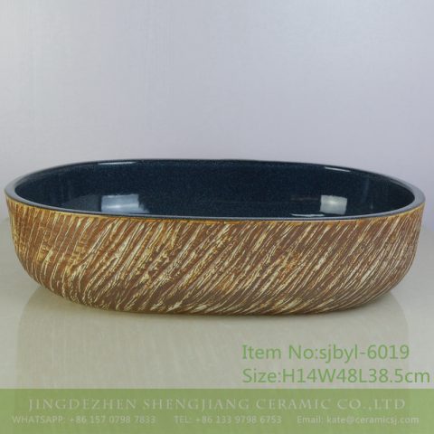 sjbyl-6019 Large oval knife inking point interior decorative glaze table basin porcelain basin wash basin daily ceramic basin
