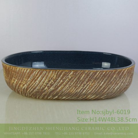 sjbyl-6019 Large oval knife inking point interior decorative glaze table basin porcelain basin wash basin daily ceramic basin