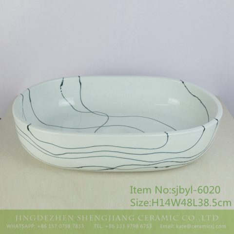 sjbyl-6020  jingdezhen new Chinese style Daily ceramic basin large oval underground river porcelain basin wash basin