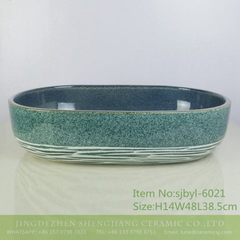 sjbyl-6021  Daily ceramic basin large oval point line surface porcelain basin wash basin