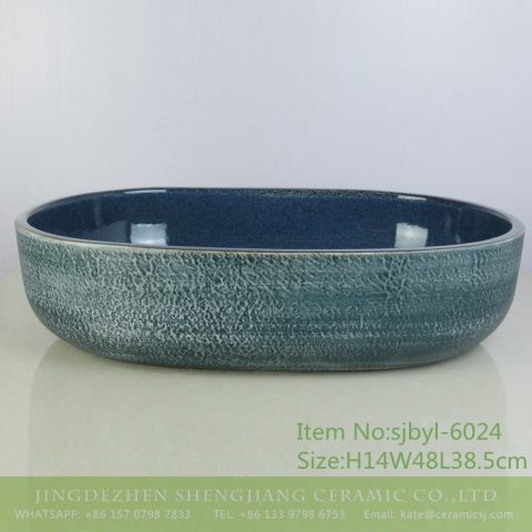 sjbyl-6024  Chinese style Daily ceramic basin large oval black clay enamel basin wash basin