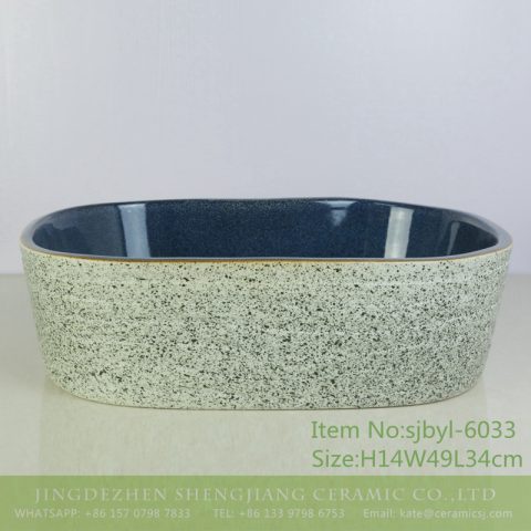 sjbyl-6033 Knife inking point internalized glaze daily ceramic basin large oval porcelain basin wash basin