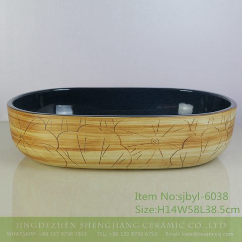 sjbyl-6038 Ceramic basin lotus leaf large oval porcelain basin basin basin lotus glaze
