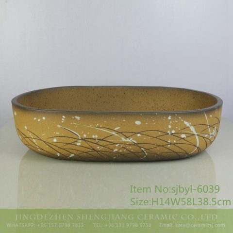 sjbyl-6039 Jingdezhen willow pattern daily ceramic basin large oval porcelain basin wash basin