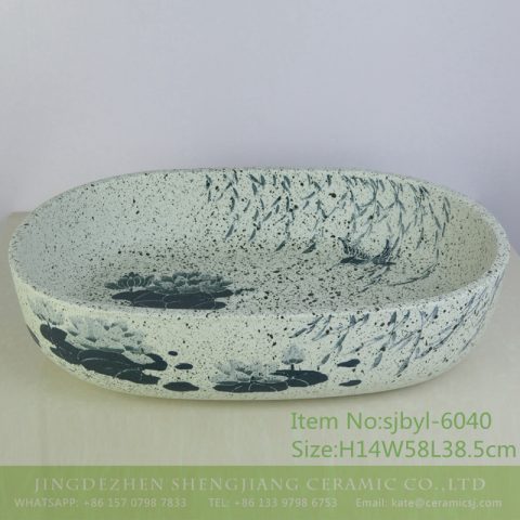 sjbyl-6040 Jingdezhen willow lotus pattern daily ceramic basin large oval porcelain basin wash basin