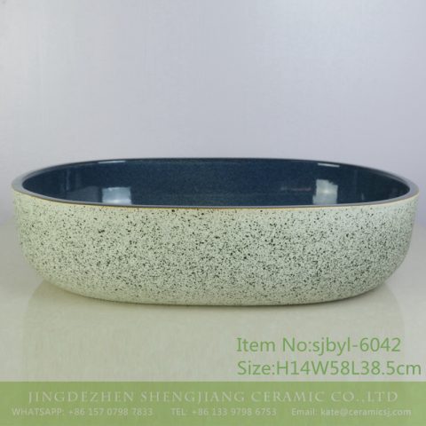 sjbyl-6042 Chinese style wash basin daily ceramic basin ink point within the flower glaze large oval porcelain basin