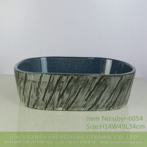 sjbyl-6054 Line within the flower glaze wash basin daily ceramic basin large oval porcelain basin