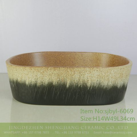 sjbyl-6069 Brushed pattern wash basin daily ceramic basin large oval porcelain basin
