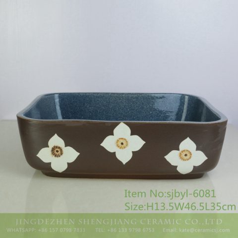 sjbyl-6081 Orchid four petals lily wash basin daily ceramic basin large oval porcelain basin