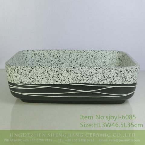 sjbyl-6085 Half ink line wash basin daily ceramic basin large oval porcelain basin