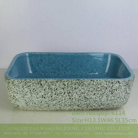 sjbyl-6114 Full ink point interior blue durable wash basin daily ceramic basin large oval porcelain basin