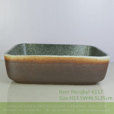 sjbyl-6117 Wash basin daily pottery and porcelain basin brunet imitate ancient ancient cloud big oval porcelain basin