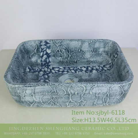 sjbyl-6118 Wash basin daily pottery and porcelain basin brunet imitate ancient ancient cloud big oval porcelain basin