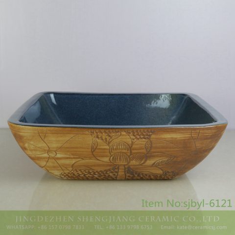 sjbyl-6121shengjiang Porcelain basin water lotus pattern style wash basin daily basin is resistant to dirt quality high