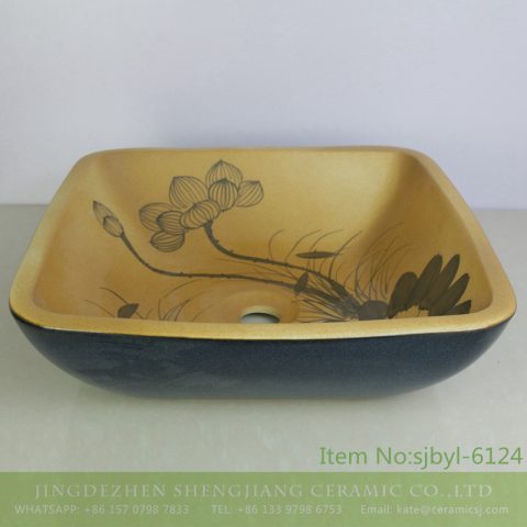 sjbyl-6124 Lotus leopard skin pattern wash basin retro European contracted daily ceramic basin of high quality